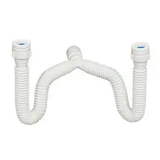 Sifão Sanfonado Pia Flexível Extensível Universal Branco Para Cuba Banheiro, Cozinha, Tanque DUPLO PLASTUNING