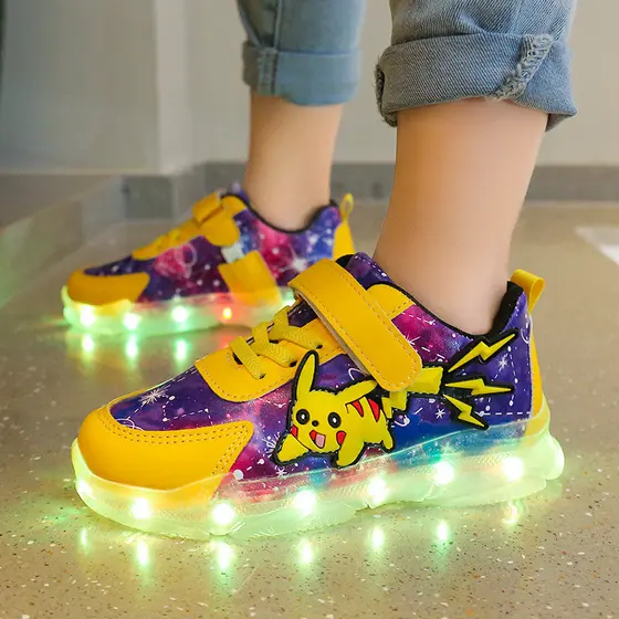 Tênis Esportivos para Crianças Pokémon Meninos Meninas Tênis de Malha Respirável Sapatos Casuais para Crianças Grandes T