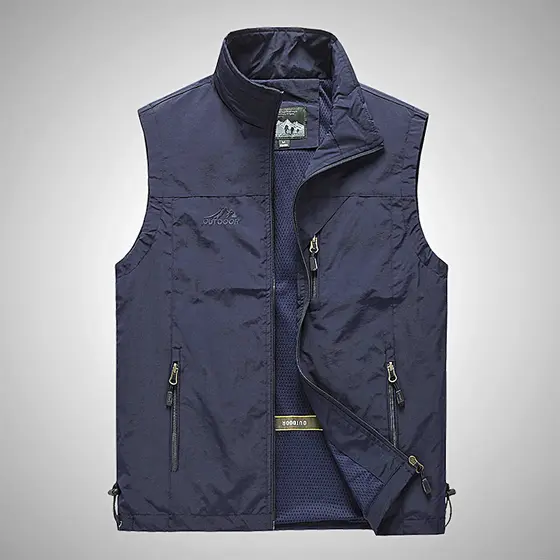 Colete Masculino Ultraleve de Secagem Rápida em Malha para Pesca e Camping, Jaqueta Clássica Sem Mangas WUJ6