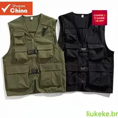Colete Tático Cargo Sem Mangas Casual Masculino JAN0