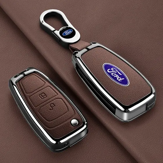 Nova Capa de Chave de Carro em Couro e Liga de Zinco para Ford Ranger Mondeo Focus Galaxy C-Max S Transit Tourneo Chavei