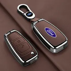 Nova Capa de Chave de Carro em Couro e Liga de Zinco para Ford Ranger Mondeo Focus Galaxy C-Max S Transit Tourneo Chavei