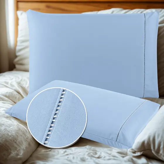 Kit com 02 Fronhas Estilo Ponto Palito em 400 Fios - BELLA DECOR