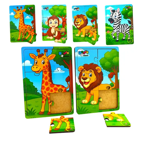 Kit 4 Quebra Cabeças animais Floresta