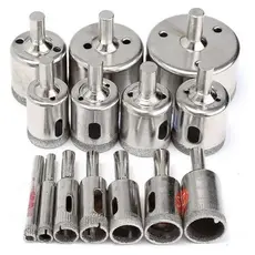 Jogo 15/20 Brocas Diamantadas Serra Copo furar Vidro Granito Ceramica 3 a 50 mm kit ferramentas