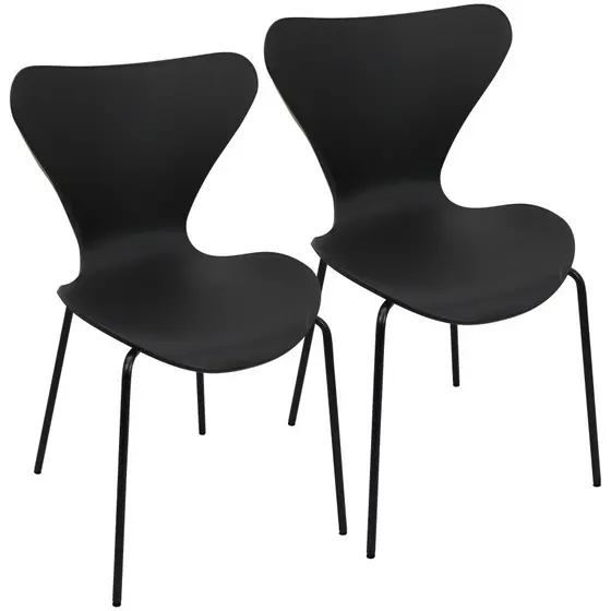Kit 2 Cadeiras Jacobsen Polipropileno Sala Jantar Base Preta