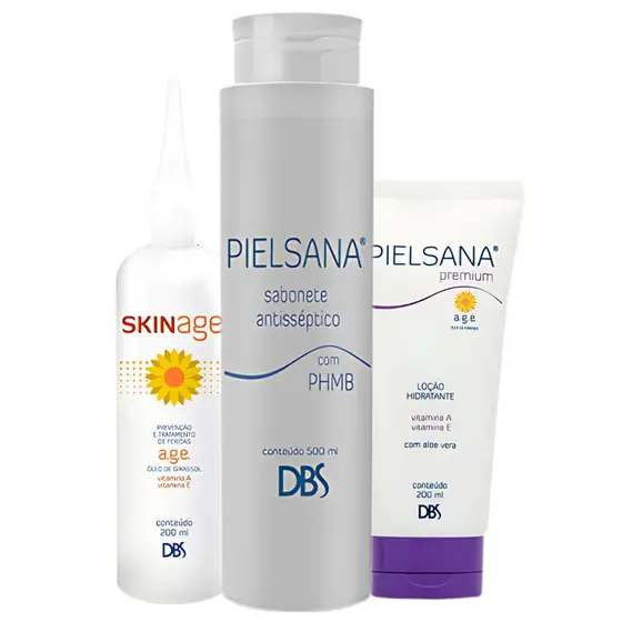 Kit Pós-Cirúrgico Pielsana Sabonete 500ml + Loção Premium 200ml + Skinage Óleo 200ml (1) Dbs