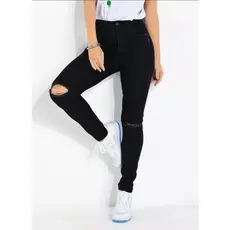 Calça Feminina Jeans Infantil Juvenil Destroyed Slim rasgo No Joelho