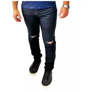 Calça Jeans Masculina Skinny Plus Size Rasgada Do 36 Ao 60