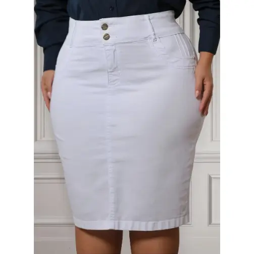 Saia Jeans Feminina  Moda  Evangélica com Elastano do 38 ao 58