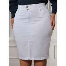 Saia Jeans Feminina Moda Evangélica com Elastano do 38 ao 58