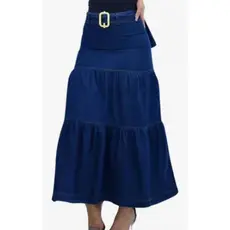 Saia Jeans Evangelica Tres Marias com Cinto até do 38 ao 54 Duas Cores