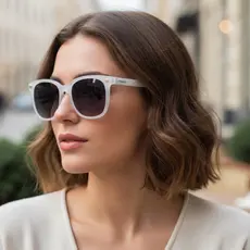 Óculos de Feminino Quadrado Branco Uv400 Pronta Entrega