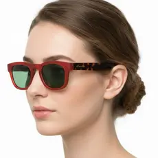 Óculos de Sol Quadrado Feminino Vermelho com Detalhe Tartaruga – Tendência Moda 2025 | Envio Imediato