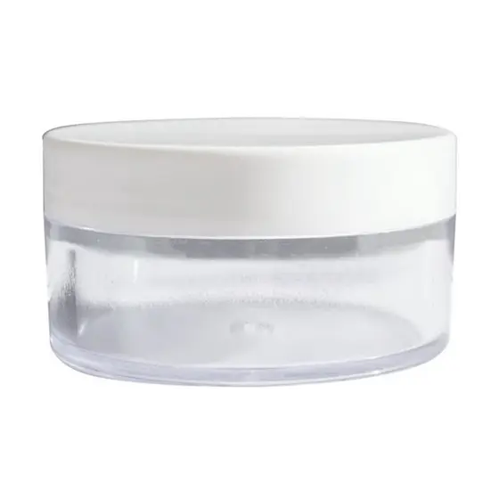 POTE ACRÍLICO PARA CREME 50G C/ TAMPA ROSCA (10 PEÇAS) - BRANCO