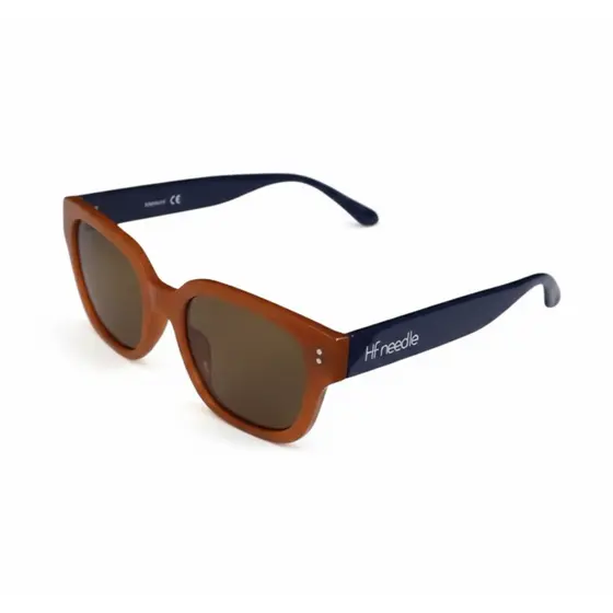 Óculos de Sol Feminino quadrado laranja com hastes azuis /Pronta entrega
