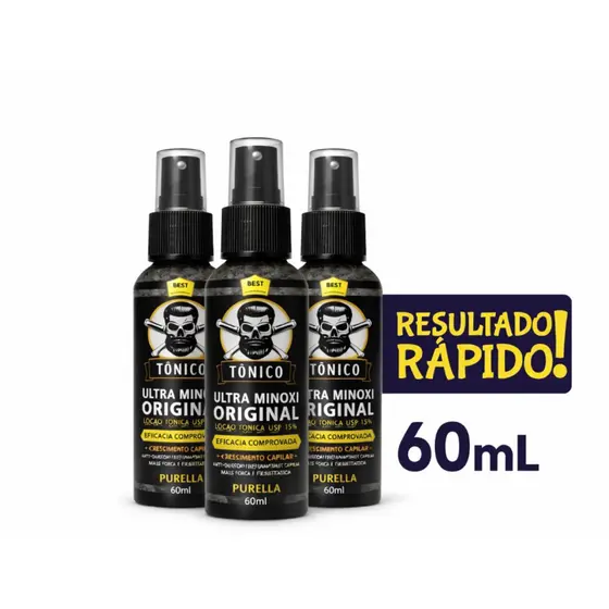 kit 3 Tonicos para Cabelo e Barba 60ml Spray Fácil aplicação