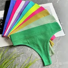 Kit Calcinhas Importadas Fio Canelada Tanga Cintura Alta Pala Dupla