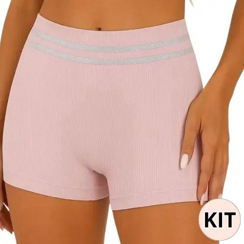 Kit Cueca Box Canelada Feminina Importada Shortinho Confort Short Proteção