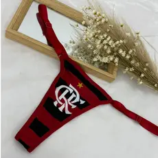 Tanga Fio Time de Futebol Estampada Calcinha Torcida Regulagem Feminina
