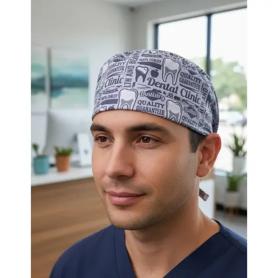 Touca Cirúrgica Bandana  Odonto Dentes Clinica  Uniforme Dentista De Tecido Premium