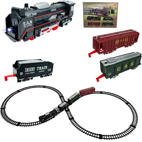 Trem Locomotiva Ferrovia Miniatura Com Luz Fácil De Montar