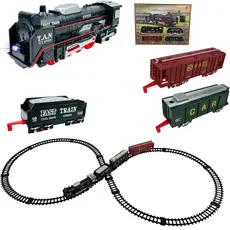 Trem Locomotiva Ferrovia Miniatura Com Luz Fácil De Montar