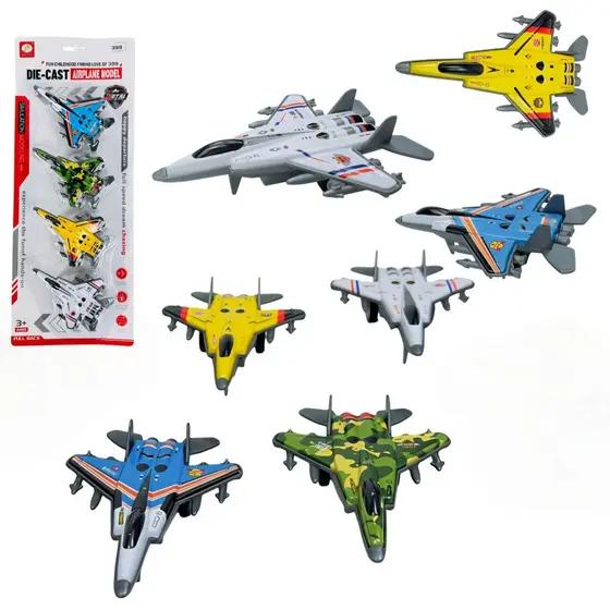 Kit 4 Caça F22 Avião De Combate Com Fricção Rápida E Acabamento Em Ferro