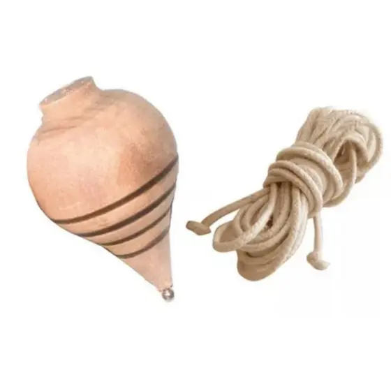 Pião De Madeira Com Fieira Brinquedo Antigo Crianças Adulto Unissex Brincadeira Jogo