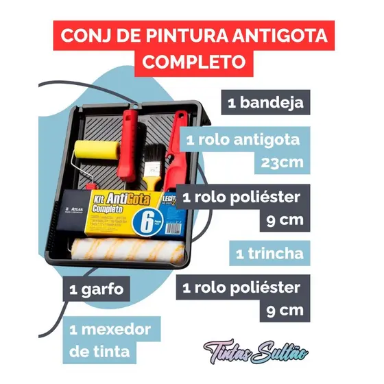 Kit Pintura De Parede Conjunto Completo 6 Peças Atlas