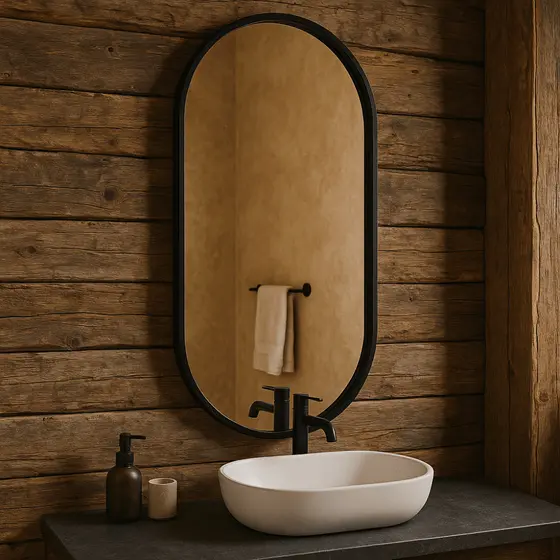 Espelho Lopazzi Oval Decorativo Grande Com Moldura de Alumínio 80x50cm Para Banheiro Quarto Sala