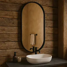 Espelho Lopazzi Oval Decorativo Grande Com Moldura de Alumínio 80x50cm Para Banheiro Quarto Sala