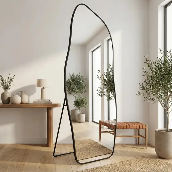 Espelho Lopazzi Orgânico Flame Corpo Inteiro 170x70cm Com Moldura de Alumínio Quarto Sala Decorativo