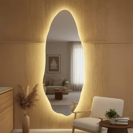 Espelho Lopazzi com Led Orgânico 150x40 Grande Corpo Inteiro Decoração Quente Frio Neutro Pinterest
