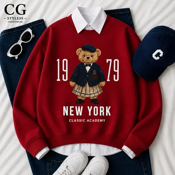 Moletom Infantil Ursinho Polo 1979 Bear Premium | Gola Careca Flanelado | Menino e Menina | Inverno 2026
