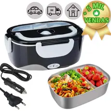 Marmita Elétrica Portátil Bivolt 12V/24V e 110V/220V – Ideal para Casa, Carro, Caminhão, Uber e Táxi | Acompanha 2 Cabos