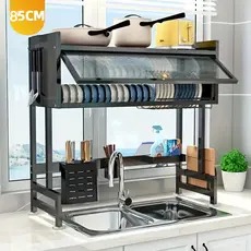 Escorredor De Louça De Pratos Cozinha Suspensa Modular Organizador Estante de Asfalto Duplo Com Porta 85cm