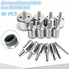 Jogo 16 Brocas Diamantadas Serra Copo furar Vidro Granito Ceramica 6 a 50 mm kit ferramentas