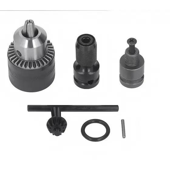 Kit6 Mandril com Chave +  Haste Soquete Adaptador Quadrado Chave De Impacto 1/2Pol Bits 1/4 Engate Rápido Parafusadeira