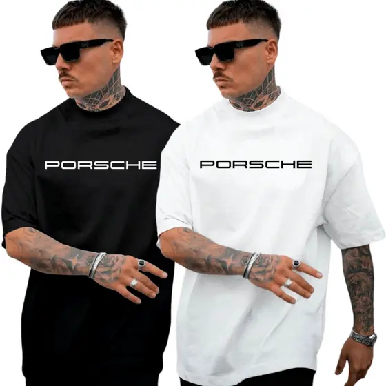 OFERTA Kit 2 Camiseta Streetwear Camisa Masculina Porsche Malha Camisa Premium 100% Algodão Promoção