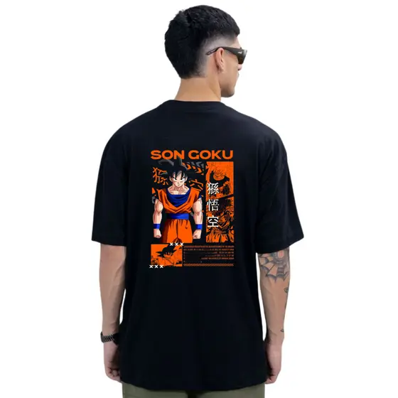 Camiseta Oversized Son Goku Dragon ball Streetwear Masculina Básica