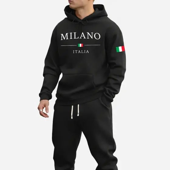 Moletom Blusa De Frio Itália Milano Bandeira Lançamento Com Capuz Flanelado Quentinho 100% Algodão Frio ENVIO IMEDIATO