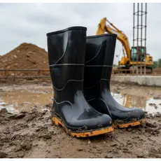 Bota Galocha Chuva PVC Preta Solado Amarelo Motoboy 100%  Impermeável ENVIO IMEDIATO