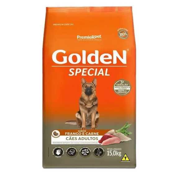 Ração pra Cães Adultos Special sabor Frango e Carne 15kg Golden