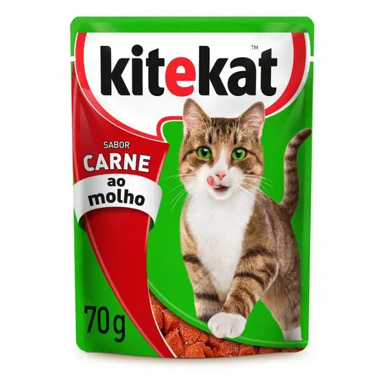 Ração Úmida Sachê Carne ao Molho para Gatos Adultos 70g Kitekat
