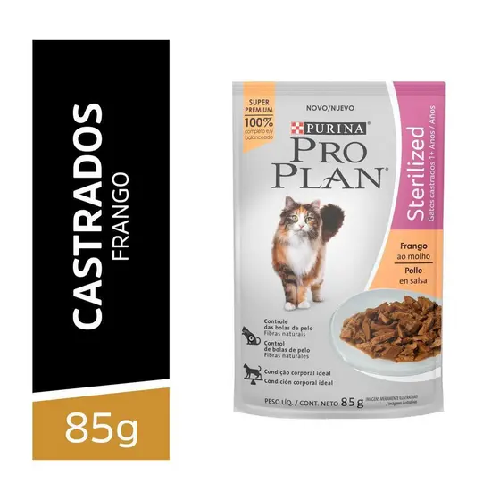 Ração Úmida Gatos Castrados Frango ao molho 85g Pro Plan