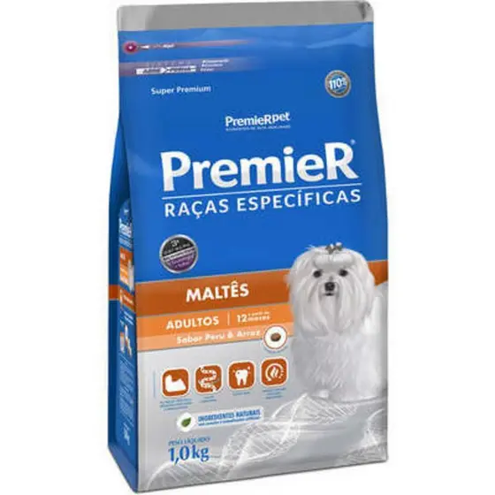 Ração para Raças Específicas Cães Adultos Maltês Peru 1Kg Premier