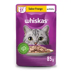 Ração Úmida Sachê Frango ao Molho para Gatos Adultos 85 g Whiskas