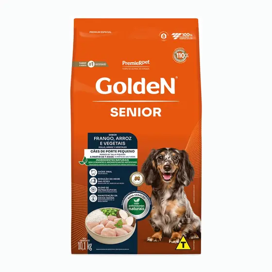 Ração Golden Fórmula Mini Bits para Cães Senior de Porte Pequeno Sabor Frango e Arroz 10.1kg