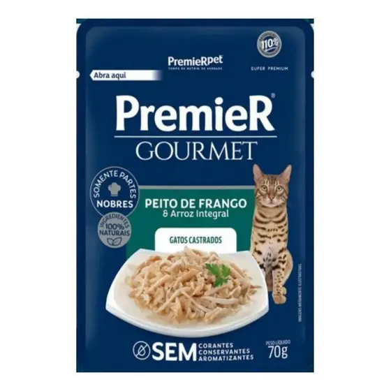 Ração Úmida Gourmet Gatos Adultos Frango 70g Premier